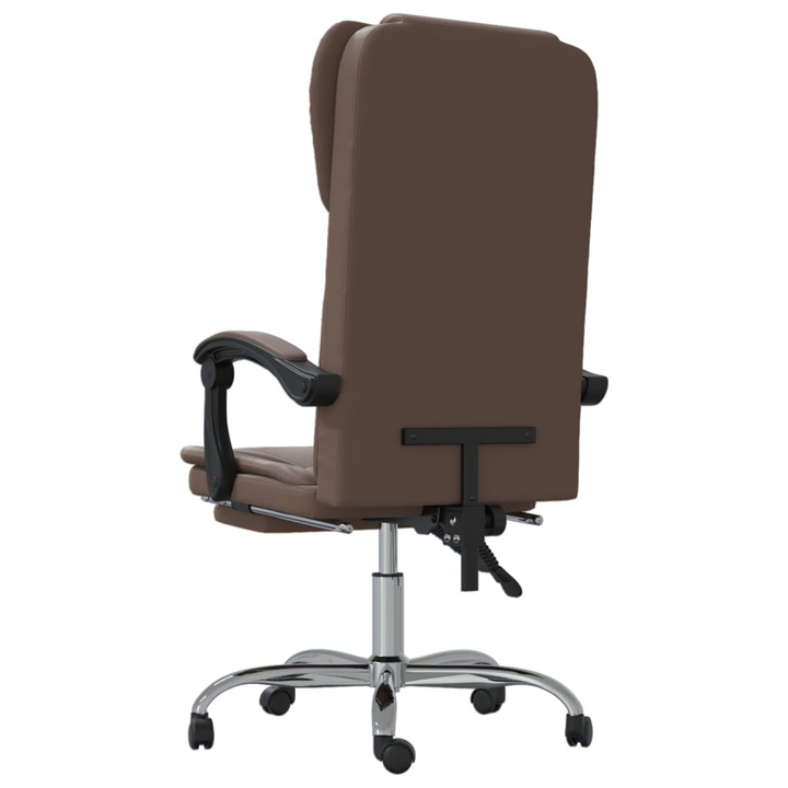 Stylish Brown Faux Leather Reclining Office Chair - Ergonomic Comfort with 360° Swivel and Adjustable Height - Premium  from Home Treasures - Just £92.99! Shop now at Home Treasures