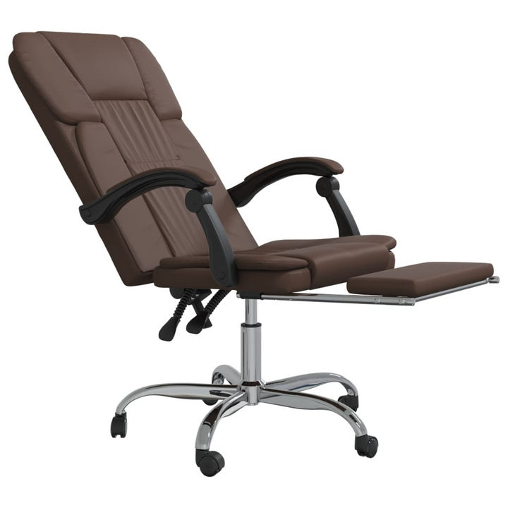 Stylish Brown Faux Leather Reclining Office Chair - Ergonomic Comfort with 360° Swivel and Adjustable Height - Premium  from Home Treasures - Just £92.99! Shop now at Home Treasures