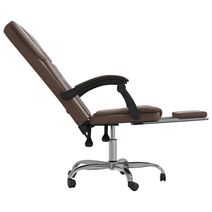 Stylish Brown Faux Leather Reclining Office Chair - Ergonomic Comfort with 360° Swivel and Adjustable Height - Premium  from Home Treasures - Just £92.99! Shop now at Home Treasures