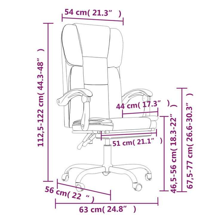 Stylish Brown Faux Leather Reclining Office Chair - Ergonomic Comfort with 360° Swivel and Adjustable Height - Premium  from Home Treasures - Just £92.99! Shop now at Home Treasures