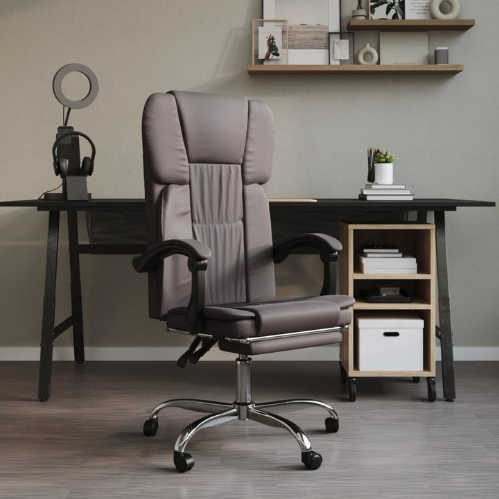 Reclining Office Chair in Grey Faux Leather - Elegant & Comfortable Desk Seating - Premium  from Home Treasures - Just £92.99! Shop now at Home Treasures