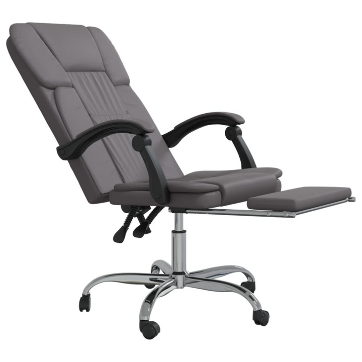 Reclining Office Chair in Grey Faux Leather - Elegant & Comfortable Desk Seating - Premium  from Home Treasures - Just £92.99! Shop now at Home Treasures