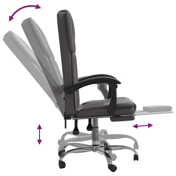 Reclining Office Chair in Grey Faux Leather - Elegant & Comfortable Desk Seating - Premium  from Home Treasures - Just £92.99! Shop now at Home Treasures