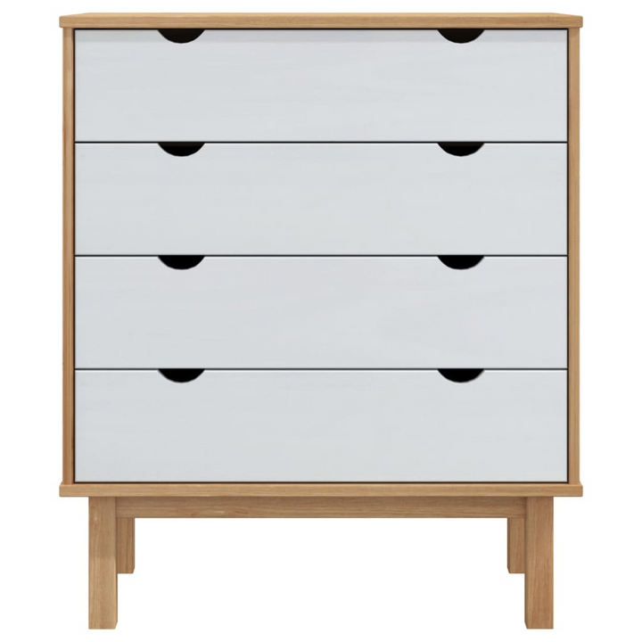 OTTA 4-Drawer Cabinet - Brown & White, 76.5x39.5x90cm | Solid Pine Wood Storage Solution with Scandinavian Design - Premium  from Home Treasures - Just £154.99! Shop now at Home Treasures