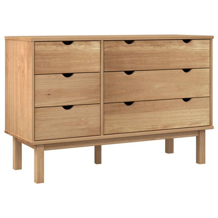 OTTA Solid Wood Pine Drawer Cabinet 111x43x73.5cm with 6 Spacious Drawers - Premium  from Home Treasures - Just £212.99! Shop now at Home Treasures