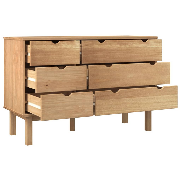 OTTA Solid Wood Pine Drawer Cabinet 111x43x73.5cm with 6 Spacious Drawers - Premium  from Home Treasures - Just £212.99! Shop now at Home Treasures