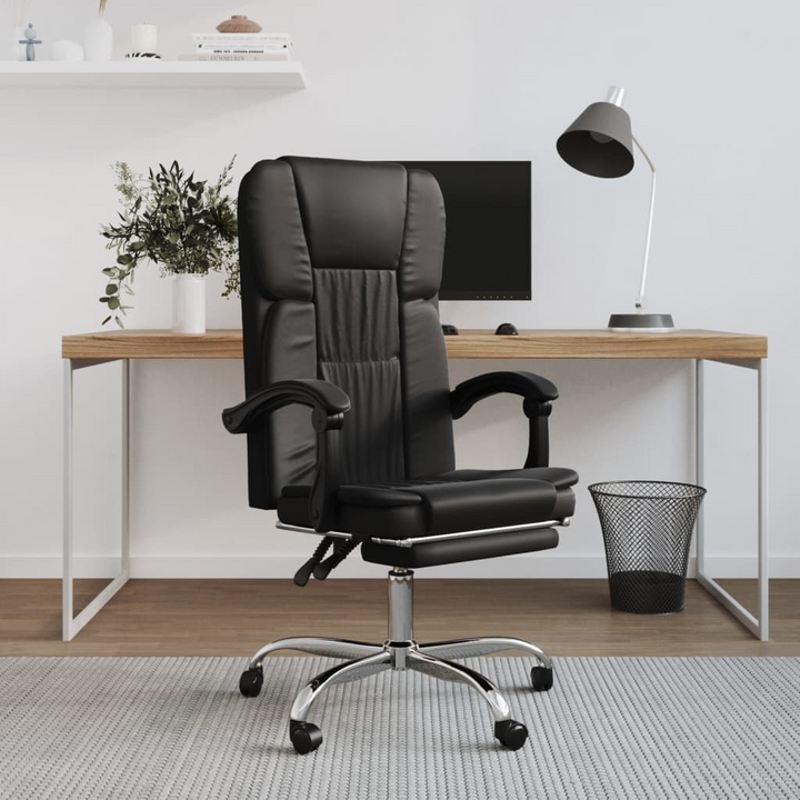 Reclining Office Chair in Black Faux Leather - Ultimate Comfort & Style for Your Workspace - Premium  from Home Treasures - Just £114.99! Shop now at Home Treasures