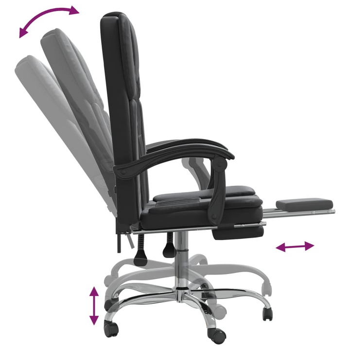 Reclining Office Chair in Black Faux Leather - Ultimate Comfort & Style for Your Workspace - Premium  from Home Treasures - Just £114.99! Shop now at Home Treasures