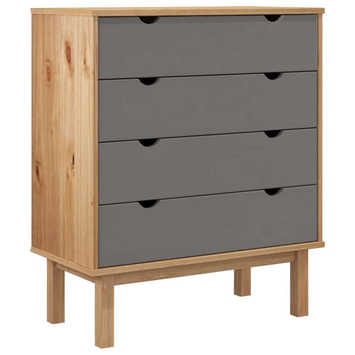 OTTA Drawer Cabinet,  Brown & Grey 76.5x39.5x90cm Solid Wood Pine - Scandinavian Style Storage - Premium  from Home Treasures - Just £148.99! Shop now at Home Treasures