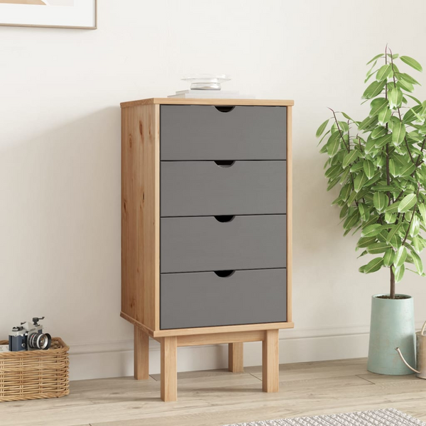 OTTA Drawer Cabinet in Brown & Grey - 45x39x90cm Solid Pine Wood, Scandinavian Style Storage - Premium  from Home Treasures - Just £96.99! Shop now at Home Treasures