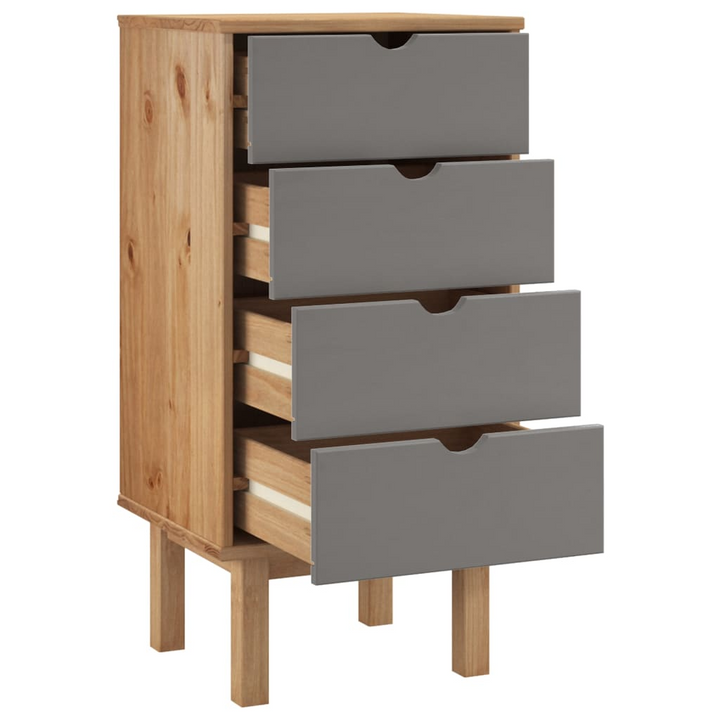 OTTA Drawer Cabinet in Brown & Grey - 45x39x90cm Solid Pine Wood, Scandinavian Style Storage - Premium  from Home Treasures - Just £93.99! Shop now at Home Treasures