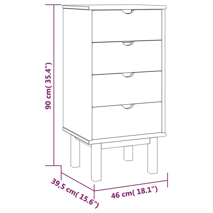 OTTA Drawer Cabinet in Brown & Grey - 45x39x90cm Solid Pine Wood, Scandinavian Style Storage - Premium  from Home Treasures - Just £93.99! Shop now at Home Treasures