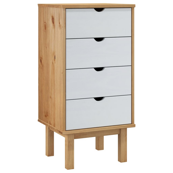 Elegant Solid Pine OTTA Drawer Cabinet in Brown & White - 46 x 39.5 x 90cm, Scandinavian Design, Ample Storage - Premium  from Home Treasures - Just £93.99! Shop now at Home Treasures