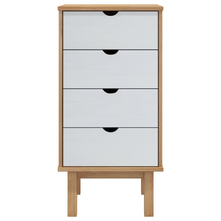 Elegant Solid Pine OTTA Drawer Cabinet in Brown & White - 46 x 39.5 x 90cm, Scandinavian Design, Ample Storage - Premium  from Home Treasures - Just £93.99! Shop now at Home Treasures