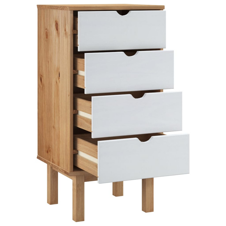 Elegant Solid Pine OTTA Drawer Cabinet in Brown & White - 46 x 39.5 x 90cm, Scandinavian Design, Ample Storage - Premium  from Home Treasures - Just £93.99! Shop now at Home Treasures