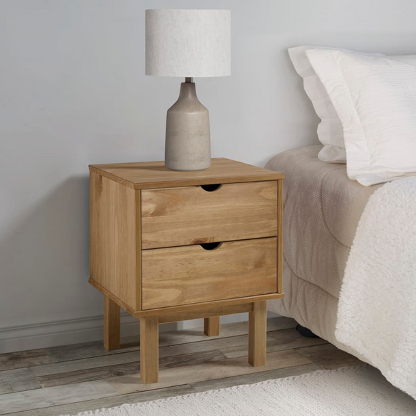 OTTA Bedside Cabinet - Solid Pine Wood Nightstand with Scandinavian Design & Ample Storage, 45x39x57 cm - Premium  from Home Treasures - Just £74.99! Shop now at Home Treasures