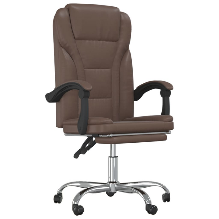 Ergonomic Brown Faux Leather Reclining Office Chair with Adjustable Height and 360-Degree Swivel - Premium  from Home Treasures - Just £75.99! Shop now at Home Treasures