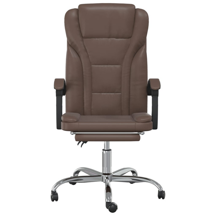 Ergonomic Brown Faux Leather Reclining Office Chair with Adjustable Height and 360-Degree Swivel - Premium  from Home Treasures - Just £75.99! Shop now at Home Treasures