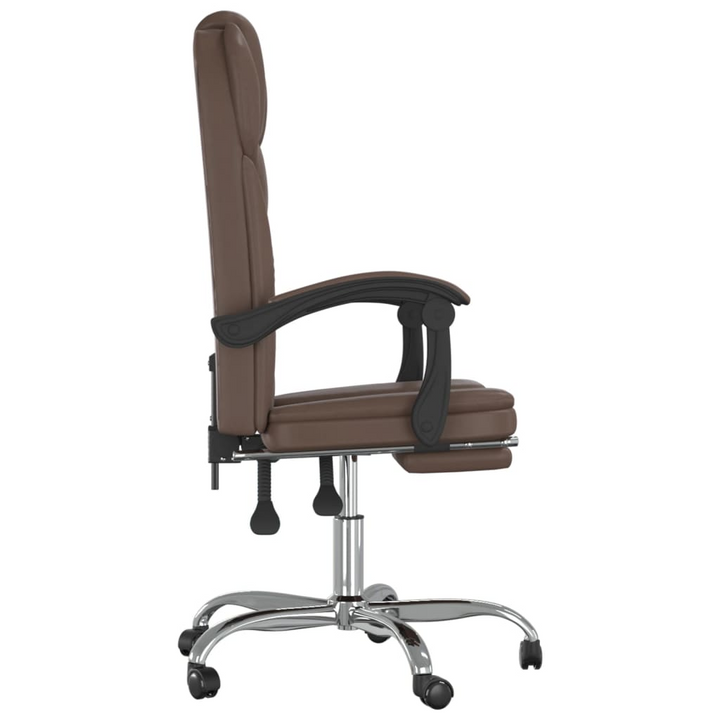 Ergonomic Brown Faux Leather Reclining Office Chair with Adjustable Height and 360-Degree Swivel - Premium  from Home Treasures - Just £75.99! Shop now at Home Treasures