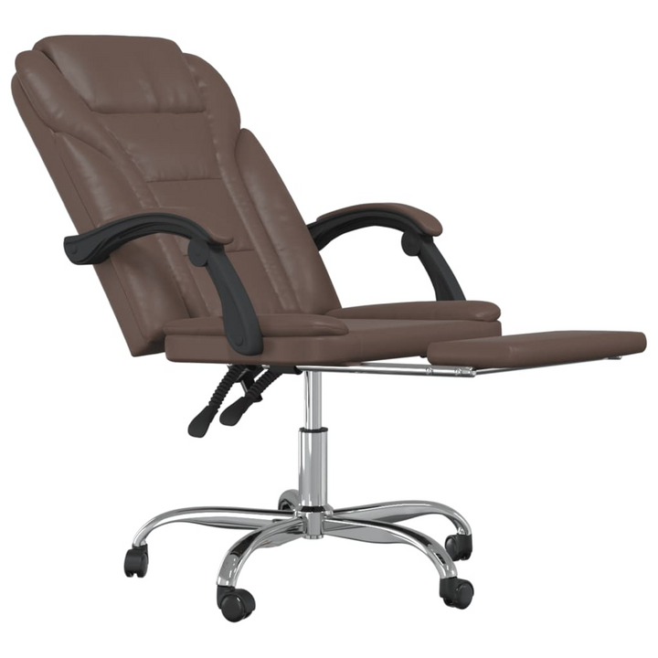 Ergonomic Brown Faux Leather Reclining Office Chair with Adjustable Height and 360-Degree Swivel - Premium  from Home Treasures - Just £75.99! Shop now at Home Treasures