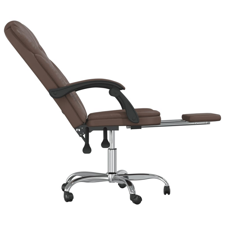 Ergonomic Brown Faux Leather Reclining Office Chair with Adjustable Height and 360-Degree Swivel - Premium  from Home Treasures - Just £75.99! Shop now at Home Treasures