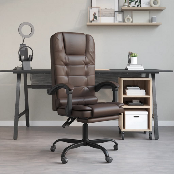 Premium Brown Faux Leather Massage Reclining Office Chair - Ergonomic Comfort & Style - Premium  from Home Treasures - Just £111.99! Shop now at Home Treasures