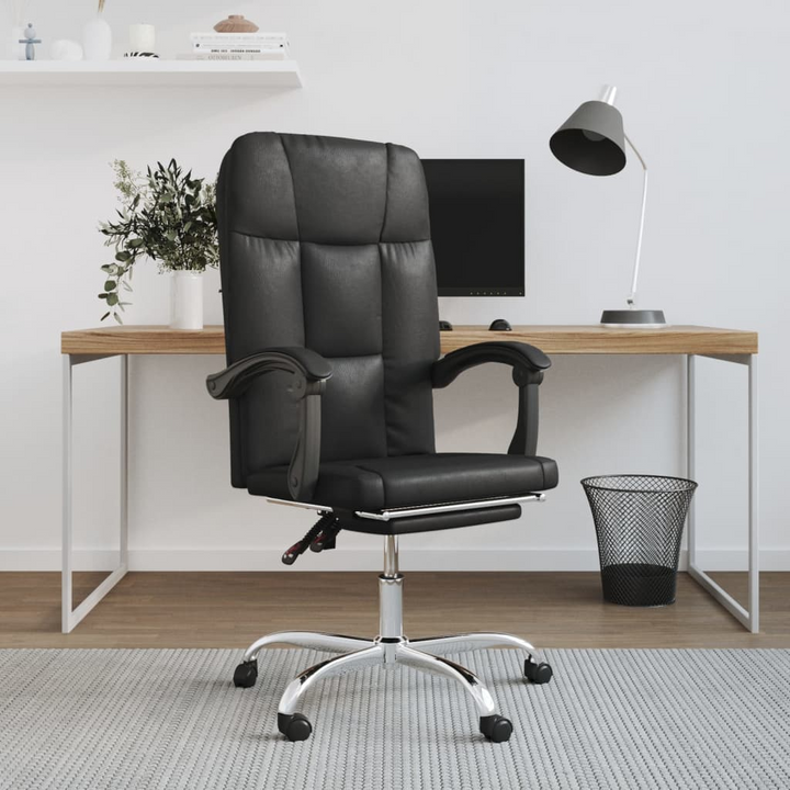 Ergonomic Faux Leather Reclining Office Chair - Adjustable Height & 360° Swivel (Black) - Premium  from Home Treasures - Just £87.99! Shop now at Home Treasures