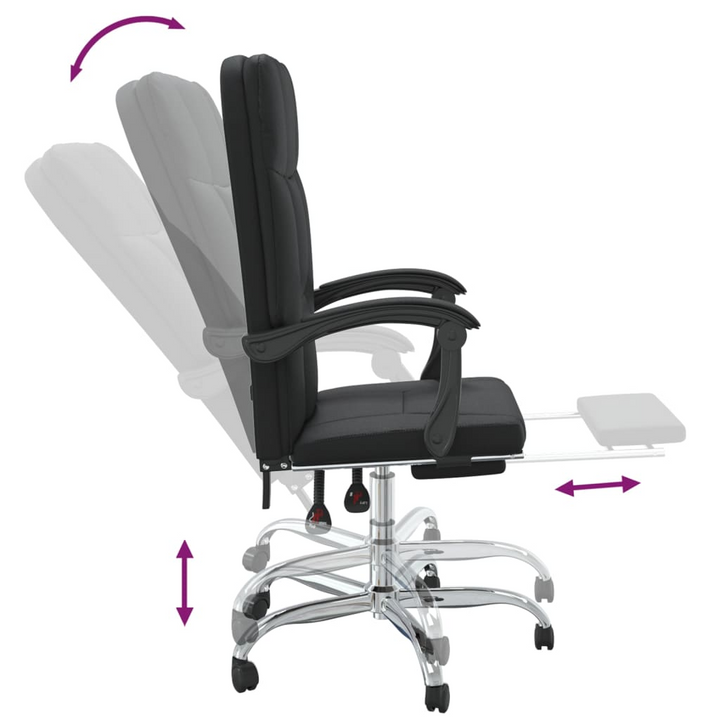 Ergonomic Faux Leather Reclining Office Chair - Adjustable Height & 360° Swivel (Black) - Premium  from Home Treasures - Just £87.99! Shop now at Home Treasures