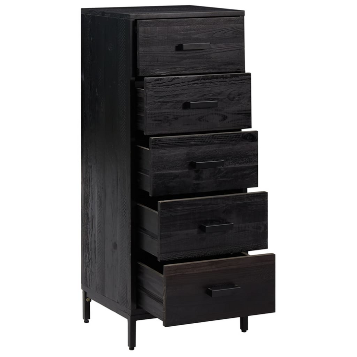 Vintage Recycled Solid Pine Chest of Drawers in Black - 42x35x110cm | Tallboy Storage with Industrial Charm - Premium  from Home Treasures - Just £207.99! Shop now at Home Treasures