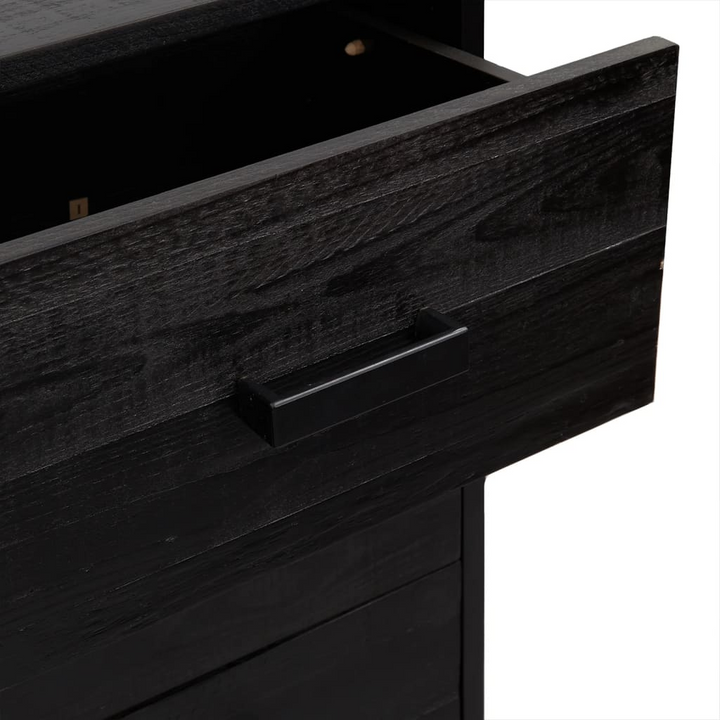 Vintage Recycled Solid Pine Chest of Drawers in Black - 42x35x110cm | Tallboy Storage with Industrial Charm - Premium  from Home Treasures - Just £207.99! Shop now at Home Treasures