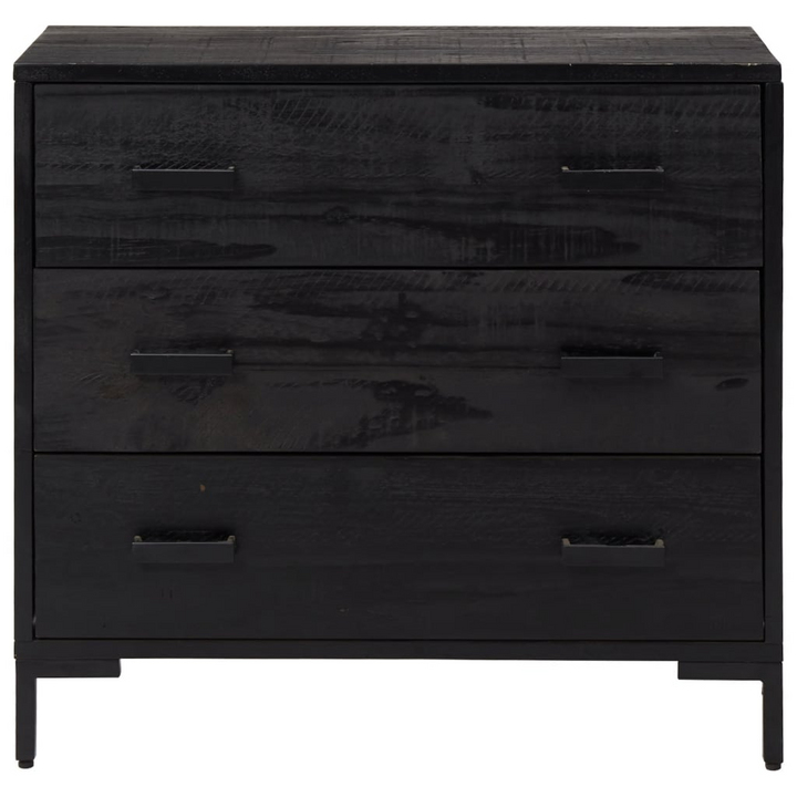 Vintage Recycled Solid Pine Chest of Drawers in Black - Eco-Friendly Storage Solution, 75 x 35 x 70cm - Premium  from Home Treasures - Just £215.99! Shop now at Home Treasures