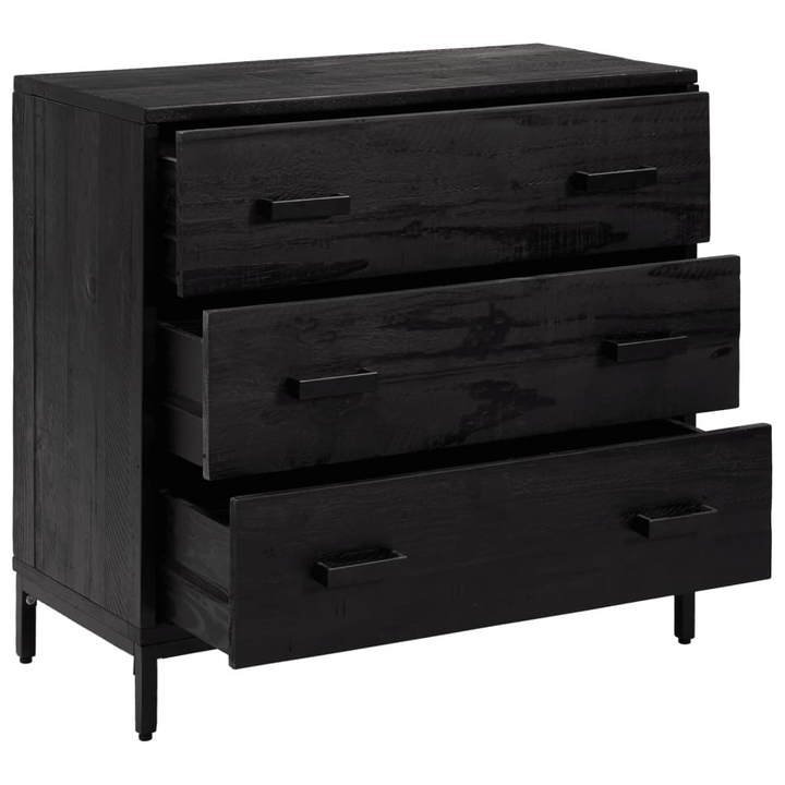 Vintage Recycled Solid Pine Chest of Drawers in Black - Eco-Friendly Storage Solution, 75 x 35 x 70cm - Premium  from Home Treasures - Just £215.99! Shop now at Home Treasures