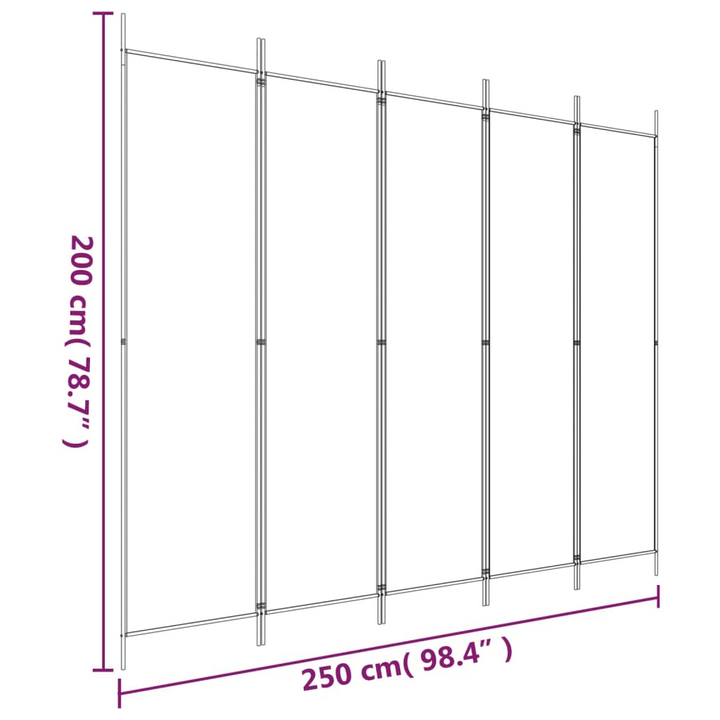 5-Panel Room Divider - Elegant White Fabric Privacy Screen, 250x200 cm - Premium  from Home Treasures - Just £43.99! Shop now at Home Treasures