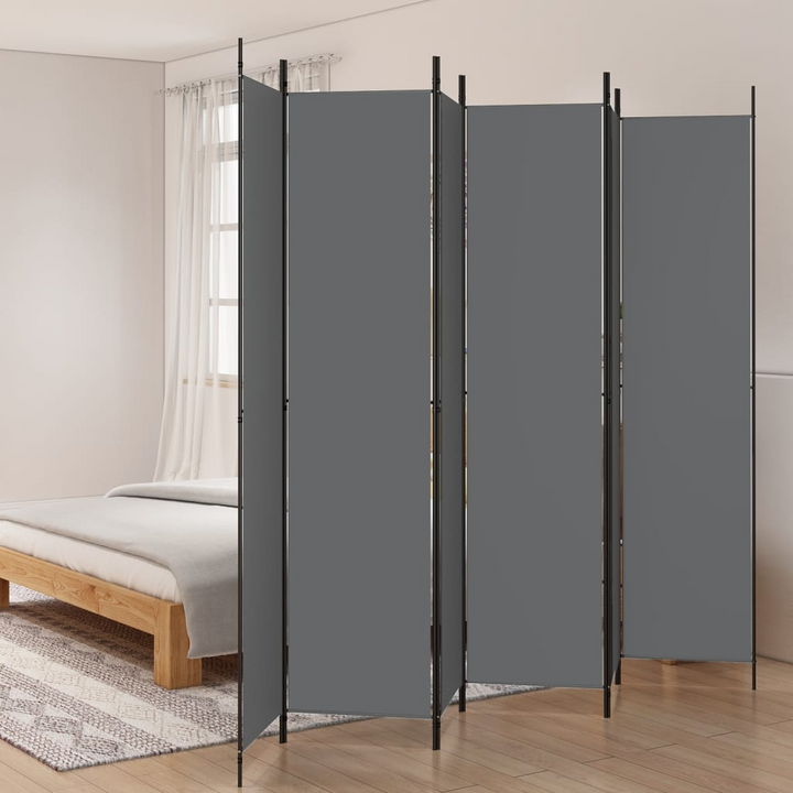 6-Panel Room Divider in Anthracite - Stylish Fabric Screen 300x220 cm Ideal for Privacy & Space Division - Premium  from Home Treasures - Just £55.99! Shop now at Home Treasures