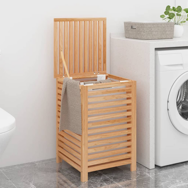 Solid Walnut Wood Laundry Basket - 45x45x65 cm | Removable Inner Bag & Ventilated Design - Premium  from Home Treasures - Just £78.99! Shop now at Home Treasures