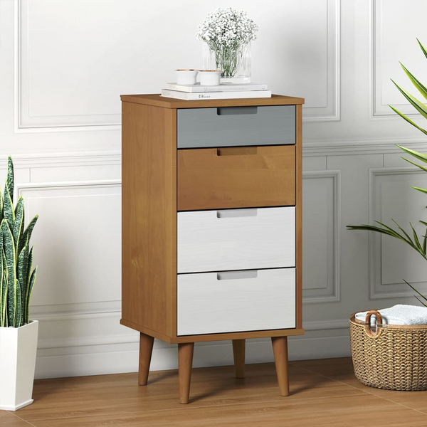 MOLDE Solid Pine Drawer Cabinet - Rustic Brown, 40x35x82cm | Scandinavian Style Storage Solution - Premium  from Home Treasures - Just £112.99! Shop now at Home Treasures