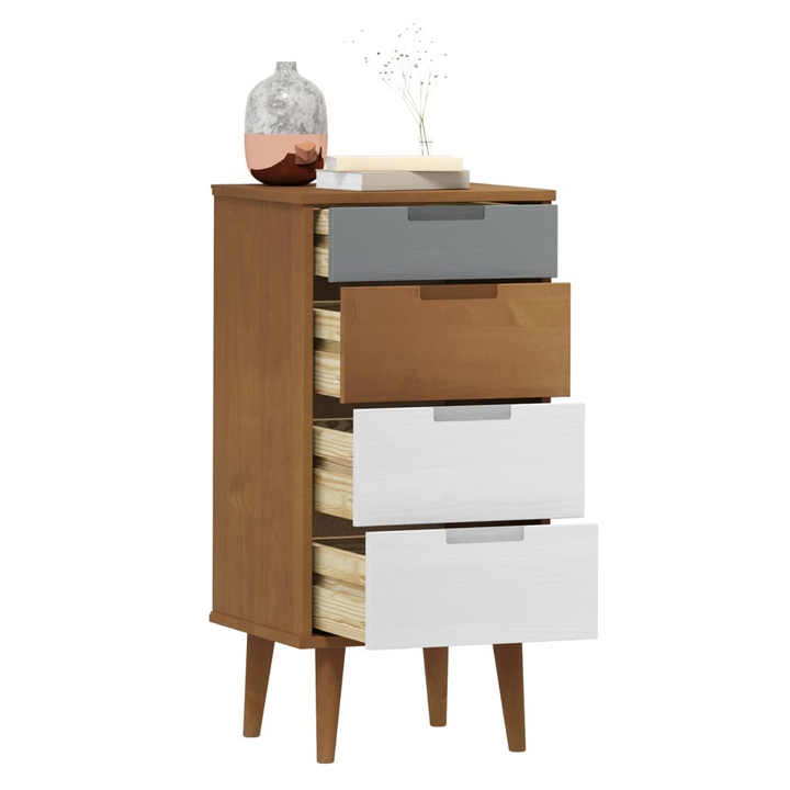 MOLDE Solid Pine Drawer Cabinet - Rustic Brown, 40x35x82cm | Scandinavian Style Storage Solution - Premium  from Home Treasures - Just £112.99! Shop now at Home Treasures