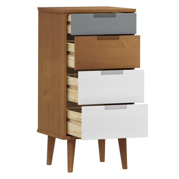 MOLDE Solid Pine Drawer Cabinet - Rustic Brown, 40x35x82cm | Scandinavian Style Storage Solution - Premium  from Home Treasures - Just £112.99! Shop now at Home Treasures