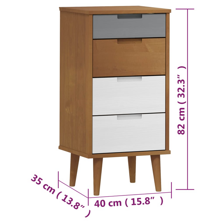 MOLDE Solid Pine Drawer Cabinet - Rustic Brown, 40x35x82cm | Scandinavian Style Storage Solution - Premium  from Home Treasures - Just £112.99! Shop now at Home Treasures