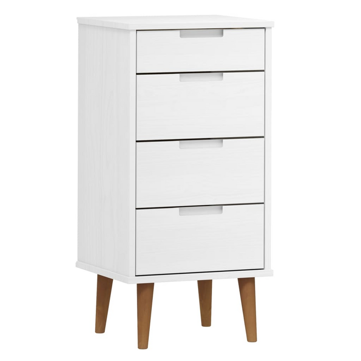 MOLDE Solid Pine Drawer Cabinet, White Finish, 40 x 35 x 82cm - Scandinavian Style Storage Solution - Premium  from Home Treasures - Just £124.99! Shop now at Home Treasures