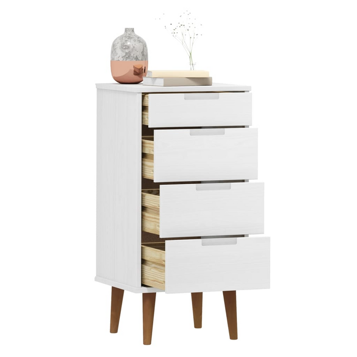 MOLDE Solid Pine Drawer Cabinet, White Finish, 40 x 35 x 82cm - Scandinavian Style Storage Solution - Premium  from Home Treasures - Just £124.99! Shop now at Home Treasures