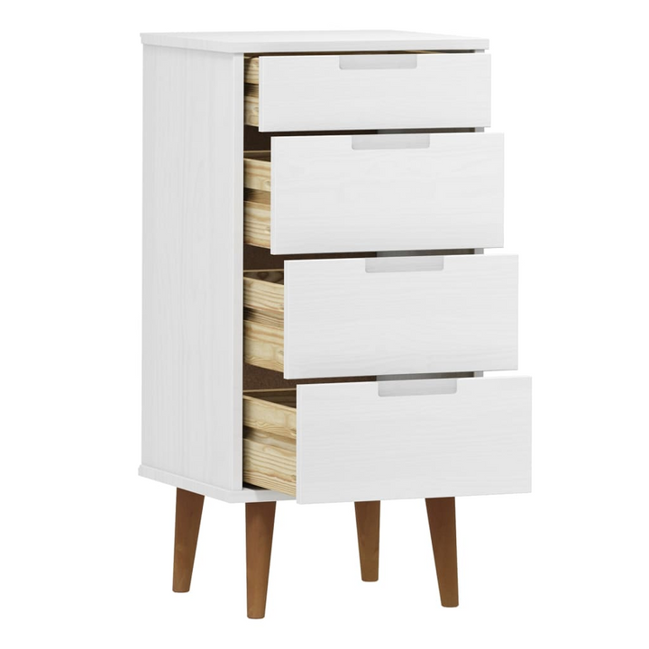 MOLDE Solid Pine Drawer Cabinet, White Finish, 40 x 35 x 82cm - Scandinavian Style Storage Solution - Premium  from Home Treasures - Just £124.99! Shop now at Home Treasures