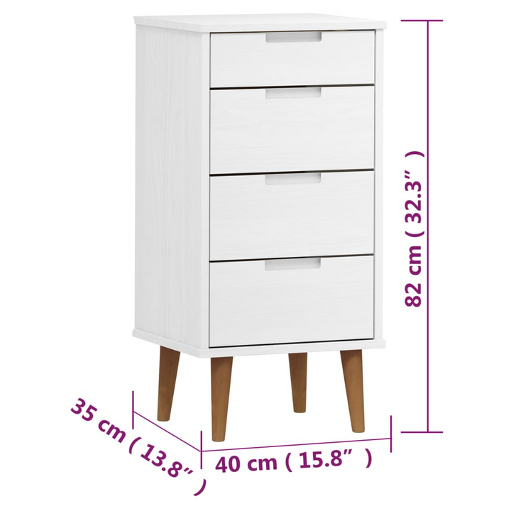 MOLDE Solid Pine Drawer Cabinet, White Finish, 40 x 35 x 82cm - Scandinavian Style Storage Solution - Premium  from Home Treasures - Just £124.99! Shop now at Home Treasures