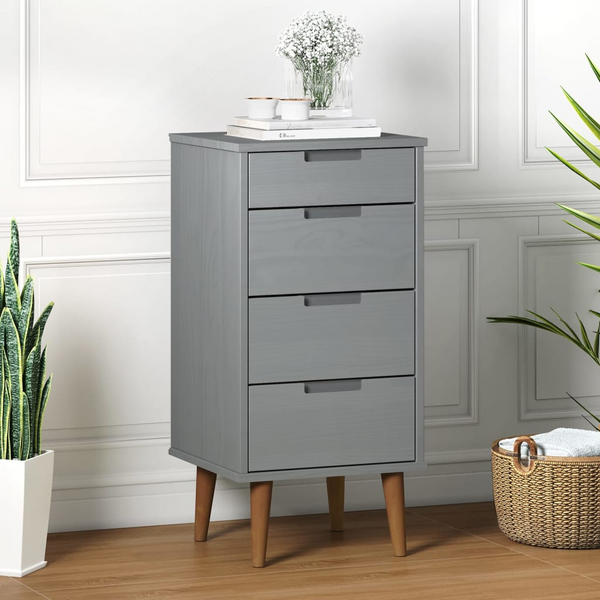 MOLDE Solid Pine Drawer Cabinet, 4-Drawer Chest in Grey, Scandinavian Design, 40 x 35 x 82cm - Premium  from Home Treasures - Just £121.99! Shop now at Home Treasures