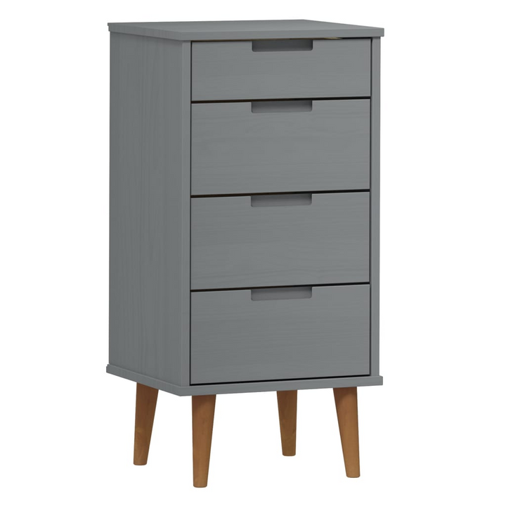 MOLDE Solid Pine Drawer Cabinet, 4-Drawer Chest in Grey, Scandinavian Design, 40 x 35 x 82cm - Premium  from Home Treasures - Just £121.99! Shop now at Home Treasures