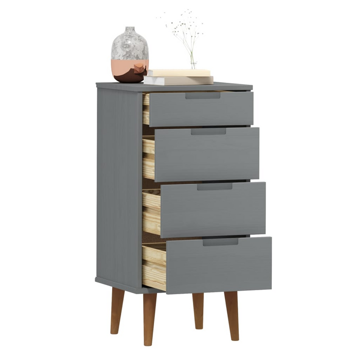 MOLDE Solid Pine Drawer Cabinet, 4-Drawer Chest in Grey, Scandinavian Design, 40 x 35 x 82cm - Premium  from Home Treasures - Just £121.99! Shop now at Home Treasures