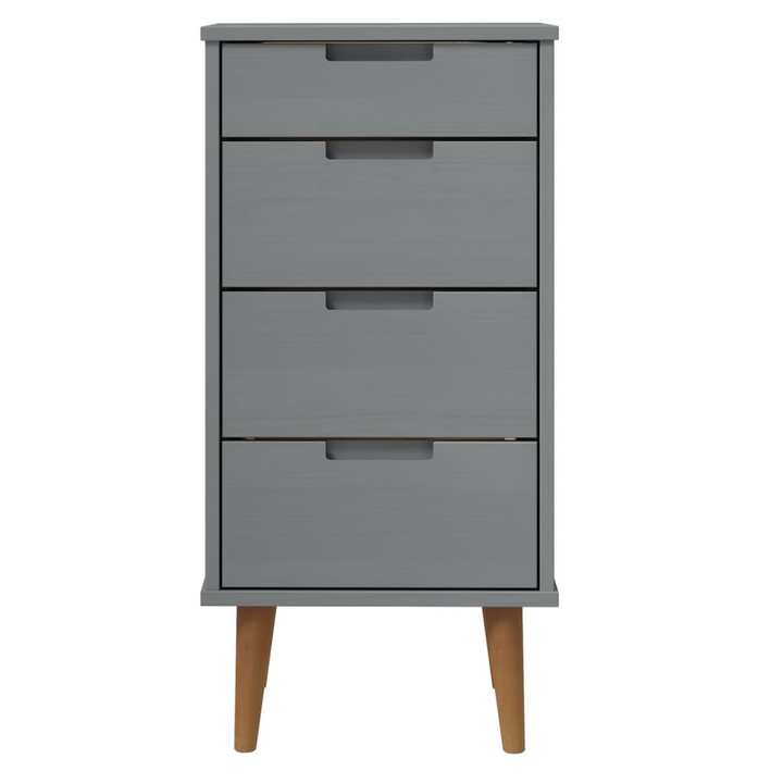 MOLDE Solid Pine Drawer Cabinet, 4-Drawer Chest in Grey, Scandinavian Design, 40 x 35 x 82cm - Premium  from Home Treasures - Just £121.99! Shop now at Home Treasures