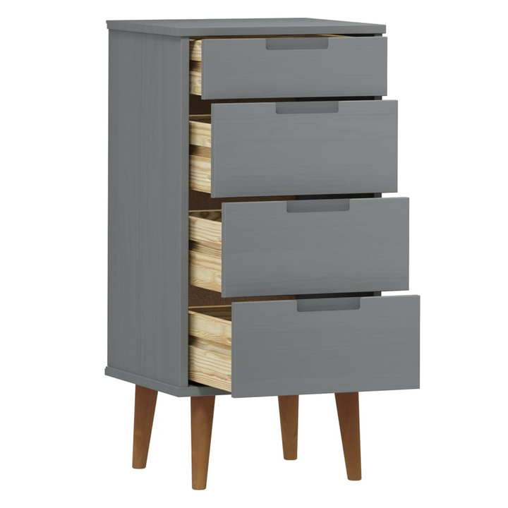 MOLDE Solid Pine Drawer Cabinet, 4-Drawer Chest in Grey, Scandinavian Design, 40 x 35 x 82cm - Premium  from Home Treasures - Just £121.99! Shop now at Home Treasures