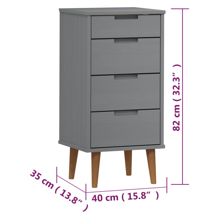 MOLDE Solid Pine Drawer Cabinet, 4-Drawer Chest in Grey, Scandinavian Design, 40 x 35 x 82cm - Premium  from Home Treasures - Just £121.99! Shop now at Home Treasures