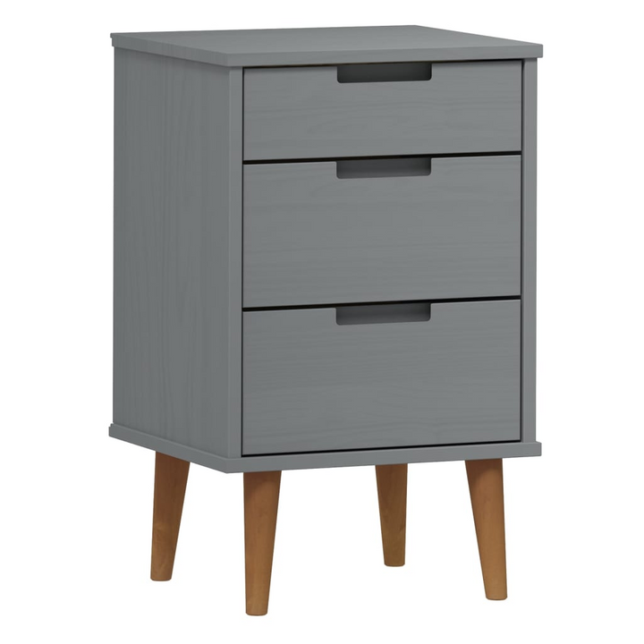 MOLDE Scandinavian Bedside Cabinet in Grey, Solid Pine Wood, 40x35x65 cm - Elegant & Durable Nightstand - Premium  from Home Treasures - Just £85.99! Shop now at Home Treasures